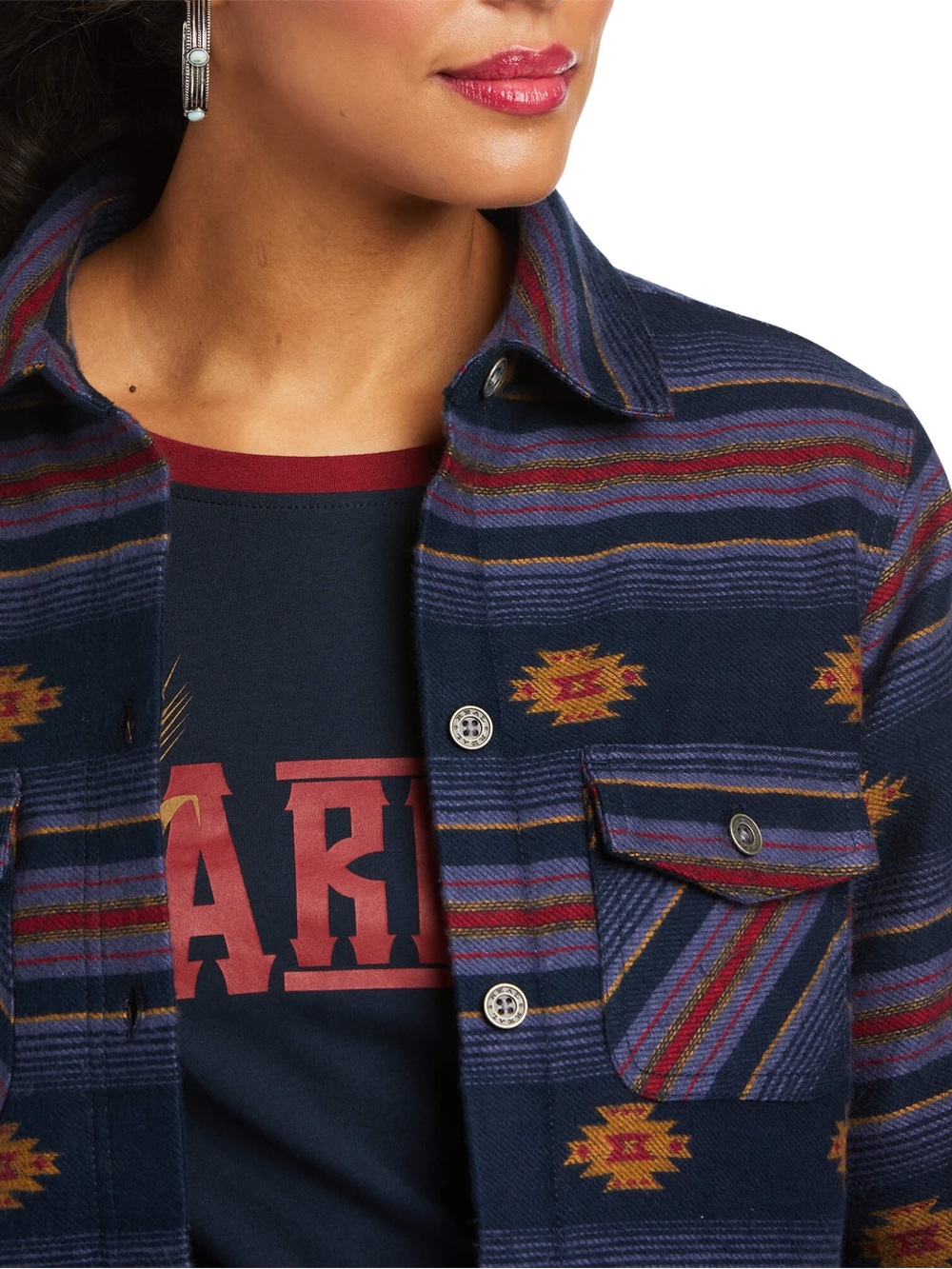 Ariat Navy Southwestern Shacket | XL - Picture 7 of 7